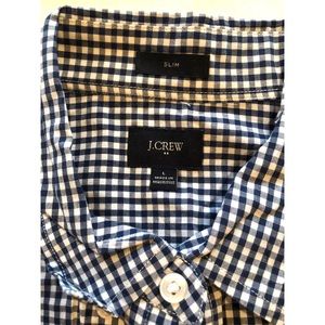 J Crew Men’s Large Gingham Shirt - Navy & White